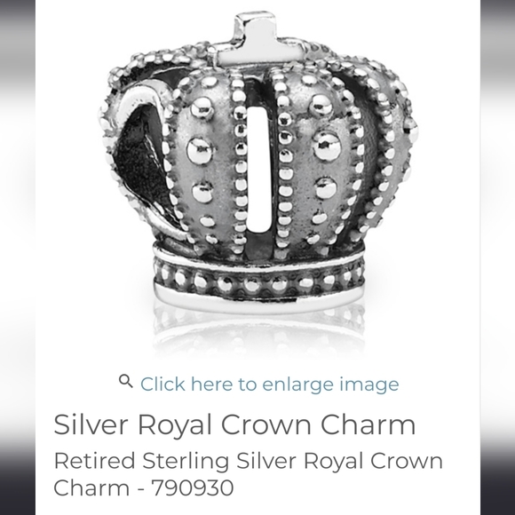NIB Pandora Silver Crown Charm - Picture 9 of 10